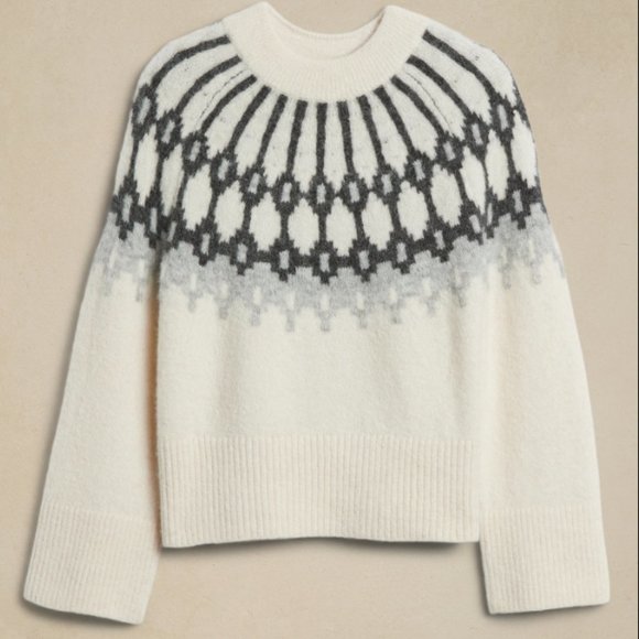 Banana Republic Fair Isle Mock-Neck Sweater in Transition Cream, NWT size Medium - Picture 7 of 7